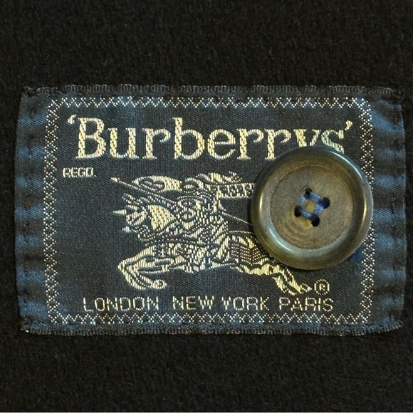 BURBERRY’S | Hooded Navy Blue Button Up Wool Maxi Over Coat Jacket Trench - Picture 14 of 16